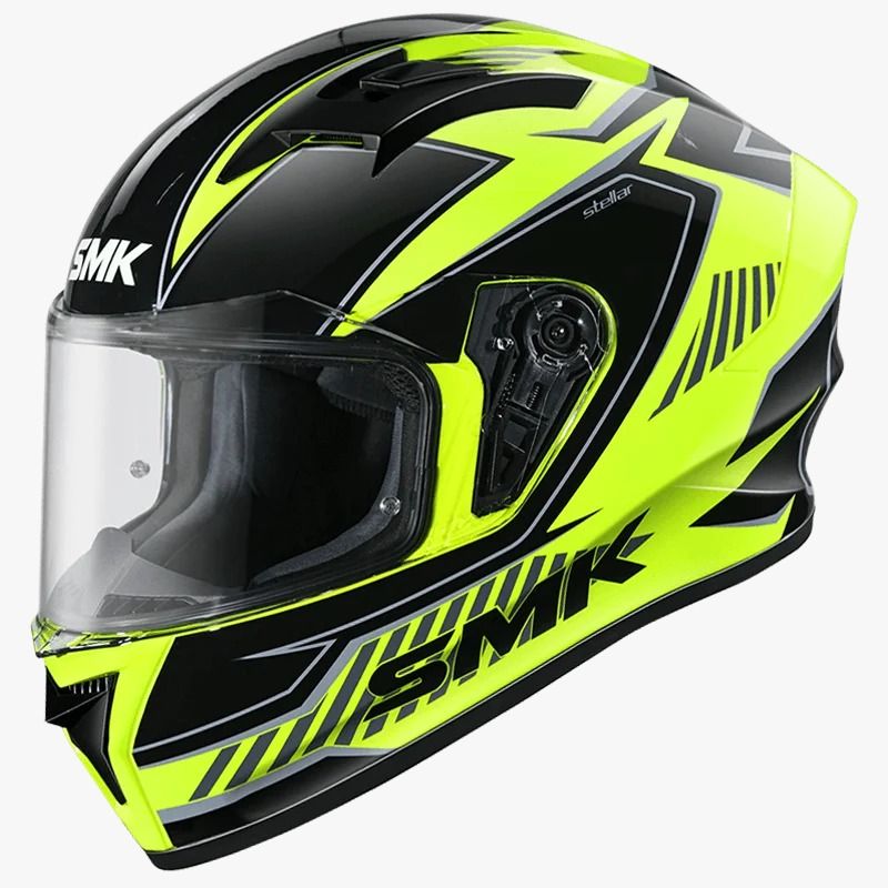 SMK Stellar Sports Full Face Helmet (GL426) Gloss Yellow Black Grey